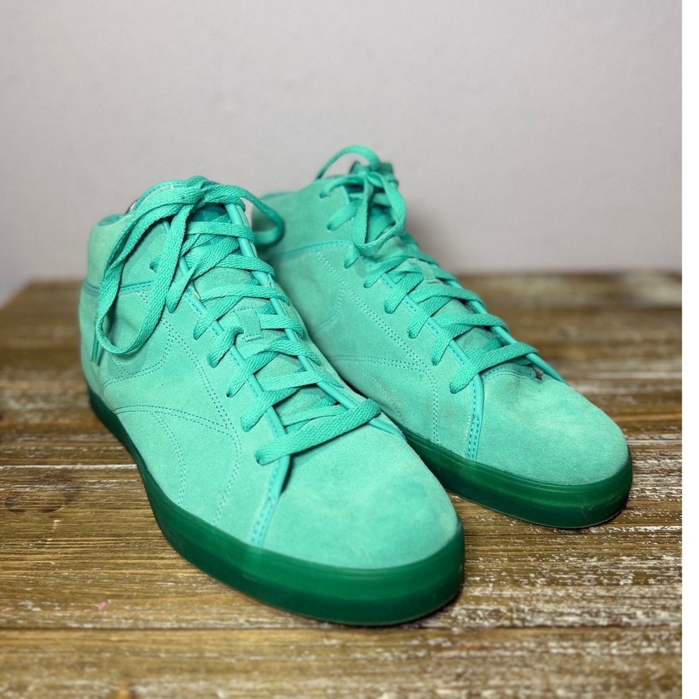 Reebok High Top Mid Teal Suede Casual Retro Sneakers Mens Streetwear Size 13